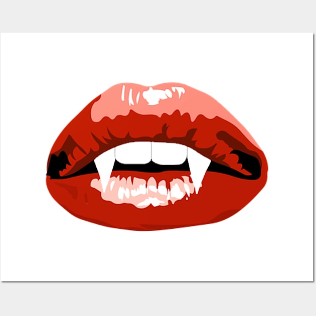 Sexy Red Lips Vampire Mouth Wall Art by ColorFlowCreations